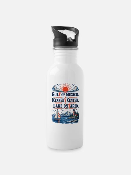 Gulf of Mexico Kennedy Center Lake Ontario Vintage - Trinkflasche mit integriertem Trinkhalm - Weiß