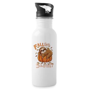 Falling Slowly Faultier Herbst Wortspiel Spruch  - Trinkflasche mit integriertem Trinkhalm - Weiß - Rechts