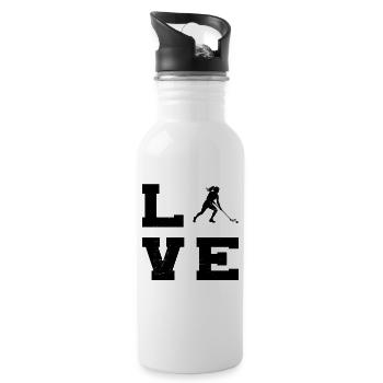 Geschenkidee für eine Ballsportlerin mit Salibandy - Trinkflasche mit integriertem Trinkhalm - Weiß - Rechts