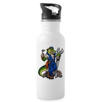 Mechaniker Handwerk / Handwerker - Trinkflasche mit integriertem Trinkhalm - Weiß - Rechts