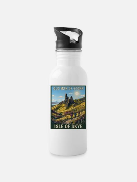 Alter Mann von Storr, Isle of Skye, - Trinkflasche mit integriertem Trinkhalm - Weiß