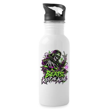Beats Keep Me Alive Neon DJ - Trinkflasche mit integriertem Trinkhalm - Weiß - Rechts