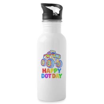 Happy Dot Day Monster Truck - Trinkflasche mit integriertem Trinkhalm - Weiß - Rechts