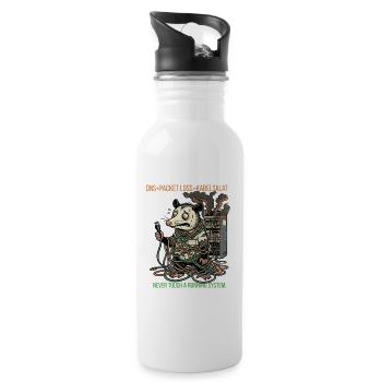 Sysadmin T-Shirt Server Kabelsalat IT Admin - Trinkflasche mit integriertem Trinkhalm - Weiß - Rechts