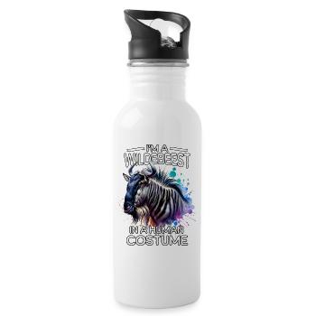 Team Gnu - Trinkflasche mit integriertem Trinkhalm - Weiß - Rechts