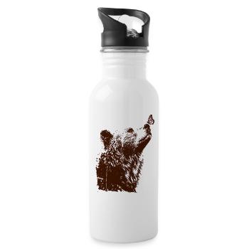 Bär Schmetterling Natur Wald Braunbär - Trinkflasche mit integriertem Trinkhalm - Weiß - Rechts