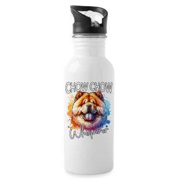 Chowchow Flüsterer - Trinkflasche mit integriertem Trinkhalm - Weiß - Rechts