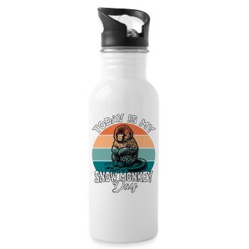 Schneeaffe Snow Monkey - Trinkflasche mit integriertem Trinkhalm - Weiß - Rechts