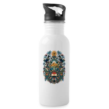 Ägypten | Pyramiden, Horus & Nil - Trinkflasche mit integriertem Trinkhalm - Weiß - Rechts
