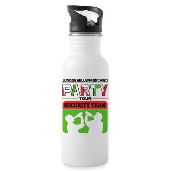 Junggesellenabschied Security Crew Saufen Drinking - Trinkflasche mit integriertem Trinkhalm - Weiß - Rechts