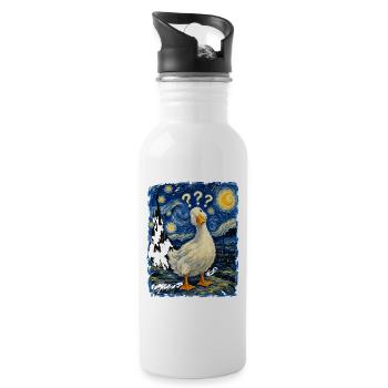 Gänse Sternennacht-Impression - Trinkflasche mit integriertem Trinkhalm - Weiß - Rechts