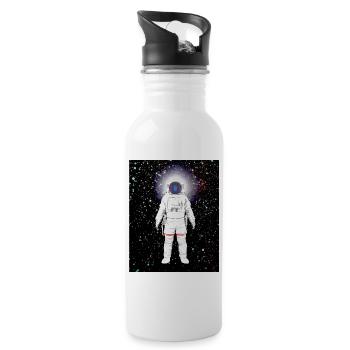 Astronaut im Farbspektrum - Trinkflasche mit integriertem Trinkhalm - Weiß - Rechts