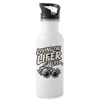 Das Leben des Lebens - Trinkflasche mit integriertem Trinkhalm - Weiß - Rechts