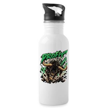 Profit Mindset Stier Grafik - Trinkflasche mit integriertem Trinkhalm - Weiß - Rechts