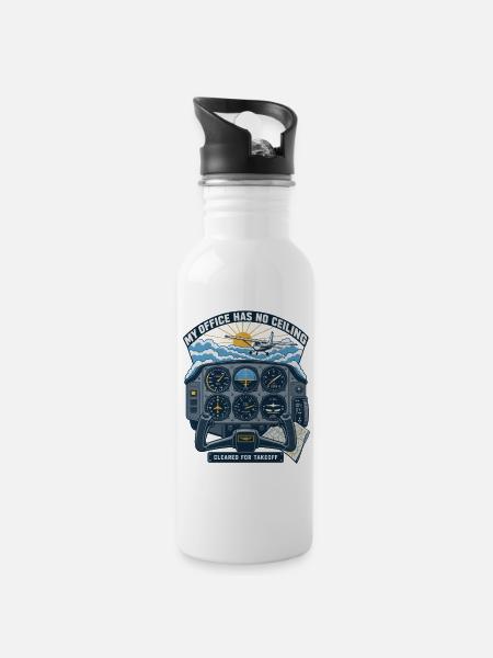 Cockpit Stil Shirt Büro Ohne Decke - Trinkflasche mit integriertem Trinkhalm - Weiß