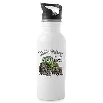 Traktorflüsterer Landwirt Trecker Bauernhof Humor - Trinkflasche mit integriertem Trinkhalm - Weiß - Rechts