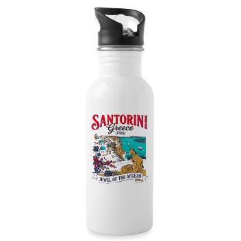 The Of Santorini Greece Fira Aegean Sea Travel - Trinkflasche mit integriertem Trinkhalm - Weiß - Rechts