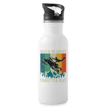 Im Zweifel Gas geben – Schneemobil-Schlittenfahrer - Trinkflasche mit integriertem Trinkhalm - Weiß - Rechts