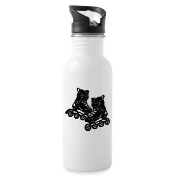 Inlineskates Silhouette – Inline Skating - Trinkflasche mit integriertem Trinkhalm - Weiß - Rechts