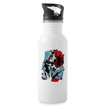 Fußball - Trinkflasche mit integriertem Trinkhalm - Weiß - Rechts