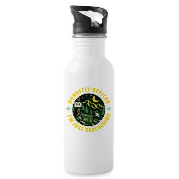 Ehrlich gesagt, Officer, ich geocache nur – Geocacher - Trinkflasche mit integriertem Trinkhalm - Weiß - Rechts