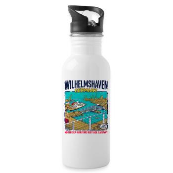 City Wilhelmshaven Germany North Sea Maritime - Trinkflasche mit integriertem Trinkhalm - Weiß - Rechts