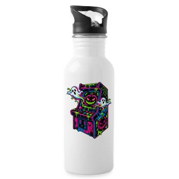 Neon Halloween Arcade Drips - Trinkflasche mit integriertem Trinkhalm - Weiß - Rechts