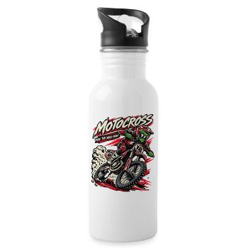 Wildes Motocross: Fahrer am Rand - Trinkflasche mit integriertem Trinkhalm - Weiß - Rechts