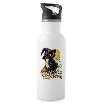 Carrying My Tiny Coven Halloween Schwanger - Trinkflasche mit integriertem Trinkhalm - Weiß - Rechts