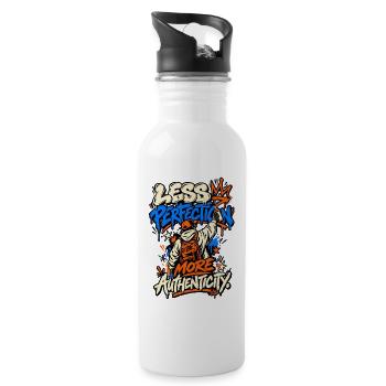 Weniger Perfektion, mehr Authentizität Graffiti - Trinkflasche mit integriertem Trinkhalm - Weiß - Rechts