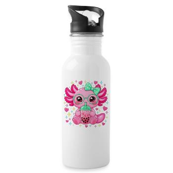 Axolotl Kostüm Boba Tea Süß Kawaii Kinder Mädchen - Trinkflasche mit integriertem Trinkhalm - Weiß - Rechts