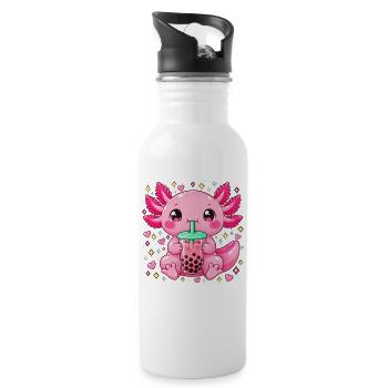 Axolotl Kostüm Boba Tea Süß Kawaii Kinder Mädchen - Trinkflasche mit integriertem Trinkhalm - Weiß - Rechts