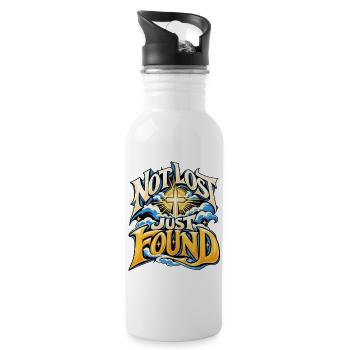 Not Lost Just Found Cross - Trinkflasche mit integriertem Trinkhalm - Weiß - Rechts