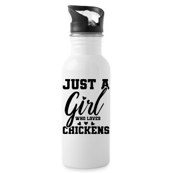 Huhn Statement - Trinkflasche mit integriertem Trinkhalm - Weiß - Rechts