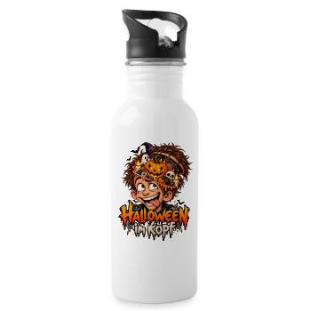 Lustiges Halloween-Motiv Halloween im Kopf - Trinkflasche mit integriertem Trinkhalm - Weiß - Rechts