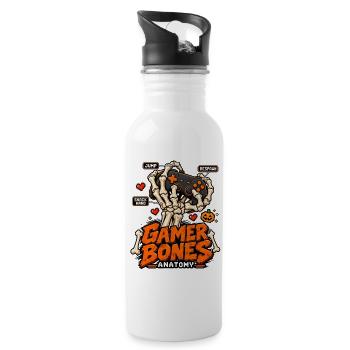 Gamer Bones Anatomie Controller - Trinkflasche mit integriertem Trinkhalm - Weiß - Rechts