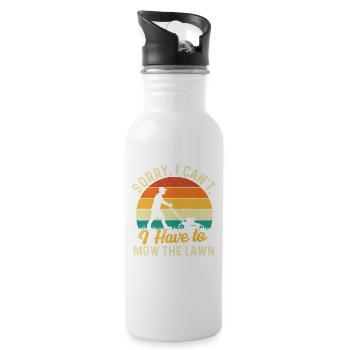 Tut mir leid, ich kann nicht. Ich muss den Rasen mähen – Papa mähen. - Trinkflasche mit integriertem Trinkhalm - Weiß - Rechts
