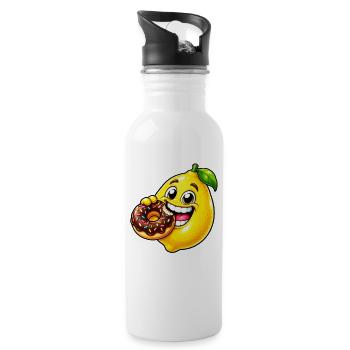 Süße Cartoon Zitrone Keks Dessert - Trinkflasche mit integriertem Trinkhalm - Weiß - Rechts