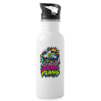 Zero Plans Weekend Graffiti - Trinkflasche mit integriertem Trinkhalm - Weiß - Rechts