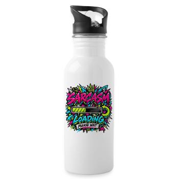 Sarcasm Loading Neon Graffiti - Trinkflasche mit integriertem Trinkhalm - Weiß - Rechts
