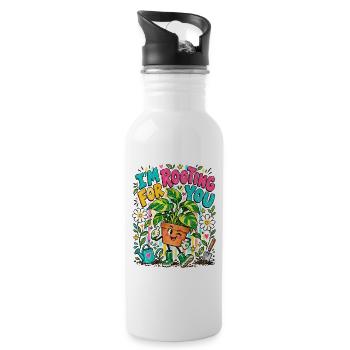 Ich roote für dich Pflanze - Trinkflasche mit integriertem Trinkhalm - Weiß - Rechts