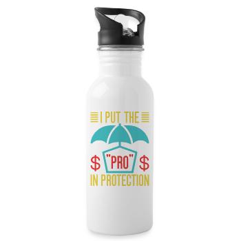 Insurance Agent Pro In Protection Funny Insurance - Trinkflasche mit integriertem Trinkhalm - Weiß - Rechts