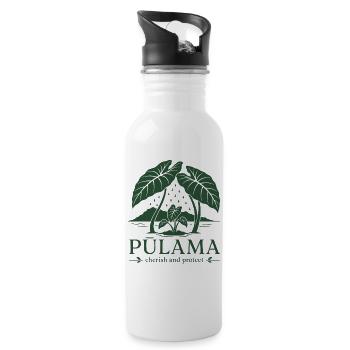 Pūlama schätzen und schützen - Trinkflasche mit integriertem Trinkhalm - Weiß - Rechts