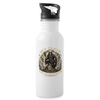 Teufelsbock mit Sense - Trinkflasche mit integriertem Trinkhalm - Weiß - Rechts