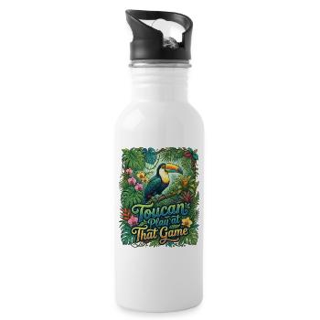 Toucan Play At That Game Tukan Dschungel Spruch - Trinkflasche mit integriertem Trinkhalm - Weiß - Rechts