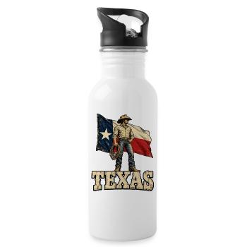 Texas Cowboy Flagge - Trinkflasche mit integriertem Trinkhalm - Weiß - Rechts