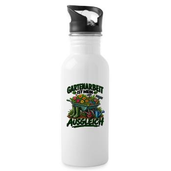 Gartenarbeit ist mein Ausgleich - Trinkflasche mit integriertem Trinkhalm - Weiß - Rechts