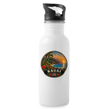 Kauai Hawaii Urlaub Sommer Strand Sunset - Trinkflasche mit integriertem Trinkhalm - Weiß - Rechts