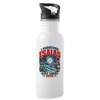 I Survived Isaias Gulf Coast 2026 Storm Survivor - Trinkflasche mit integriertem Trinkhalm - Weiß - Rechts