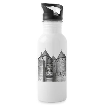 Festungs- und Büstenkönigin mittelalterliche Stadt - Trinkflasche mit integriertem Trinkhalm - Weiß - Rechts